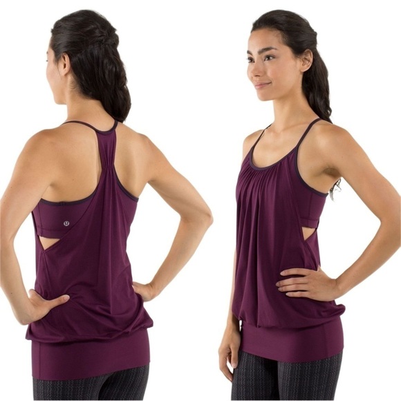 Lululemon No Limits Athletic Workout Tank in Plum / Hyper Stripe Plum Size 4 - Picture 1 of 9